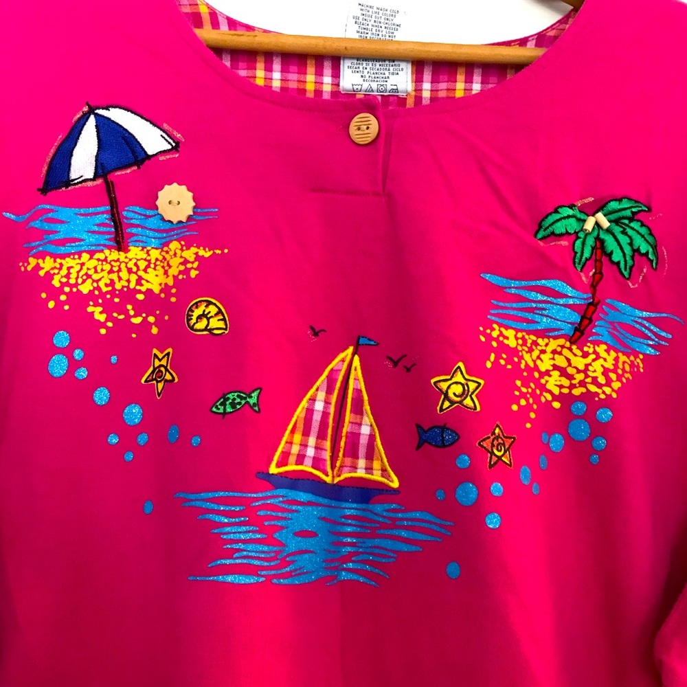 Bobbie Brooks beach tee glitter 3D cruise vacation